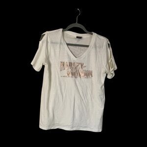 Harley Davidson Motorcycles Womens Cold Shoulder T Shirt Nags Head Size Size XL